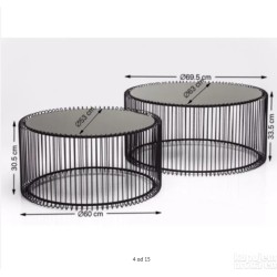 Kare Wire set od 2 klub stola,čelik/staklo, bela-oštećeno