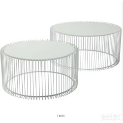 Kare Wire set od 2 klub stola,čelik/staklo, bela-oštećeno