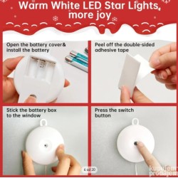Set od 3 LED zvezde na baterije, toplo bela, 4 režima