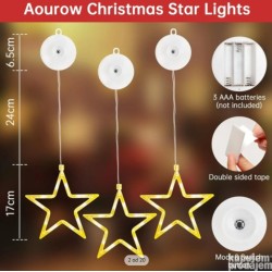 Set od 3 LED zvezde na baterije, toplo bela, 4 režima