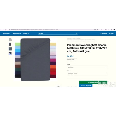 NatureMark PremiumBoxSpring čaršav, 180x200-200x220cm, antracit