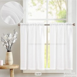 Set od 2 zavese, Country house stil, lan/poli,bela, 65x115cm