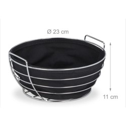 Okrugla metalna korpa za hleb sa crnim platn. umetkom,23x11c