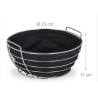 Okrugla metalna korpa za hleb sa crnim platn. umetkom,23x11c