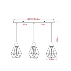Globo Isabella visilica, metal, mat crna, 58x15x120cm