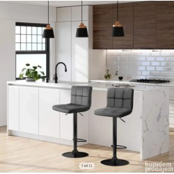 Songmics set od 2 barske st. pod.visine, ind.stil,siva/crna