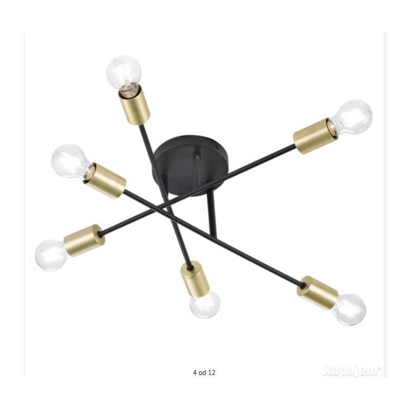 Trio Cross plaf. lampa, čelik, crna/zlatna, 56x19 cm
