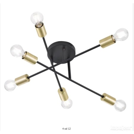 Trio Cross plaf. lampa, čelik, crna/zlatna, 56x19 cm