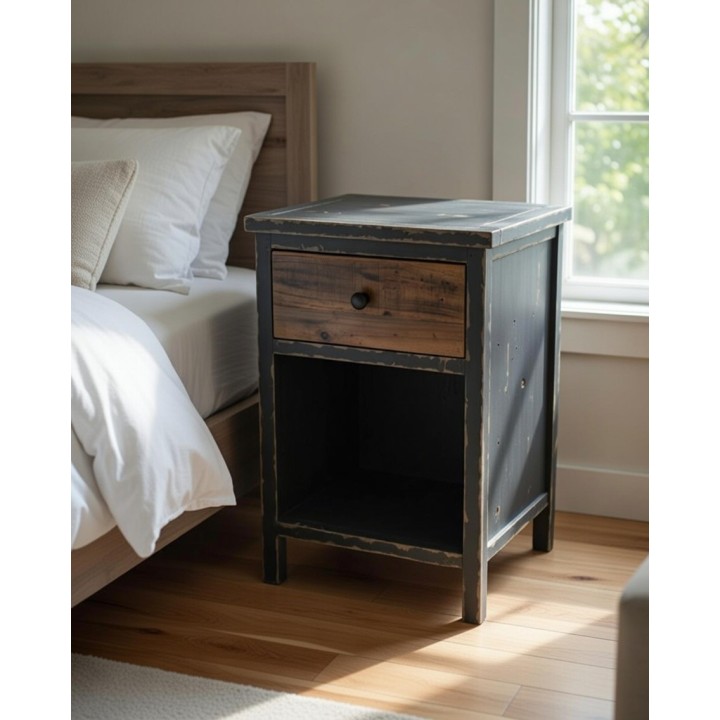 Noćni ormarić 41x36x62 cm – Drveni rustični stočić sa fiokom