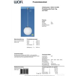 Wofi Point visilica, 1xE27, staklo/plastika/metal, 35x150cm