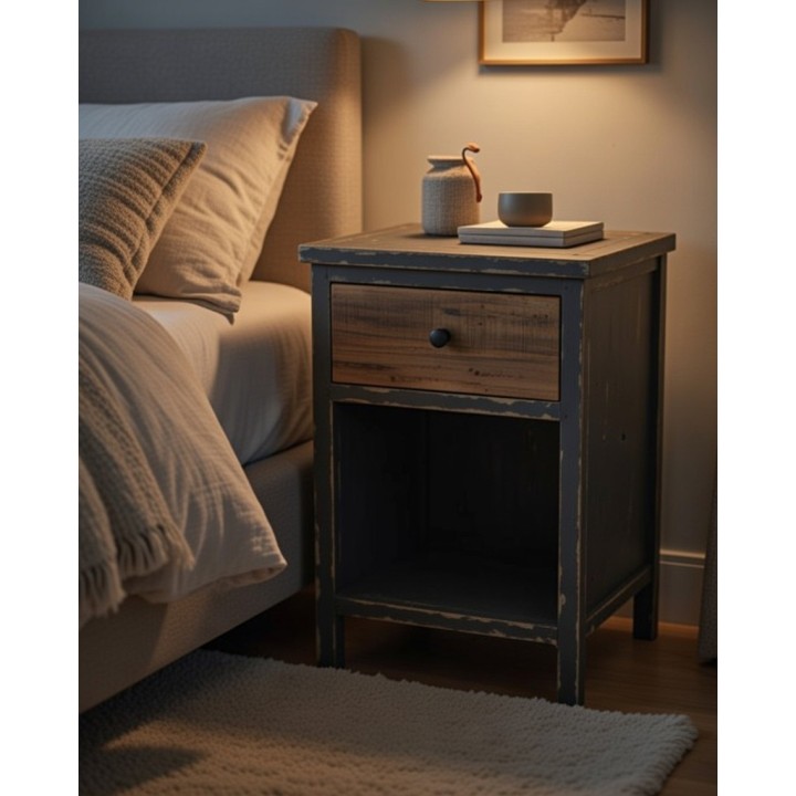 Noćni ormarić 41x36x62 cm – Drveni rustični stočić sa fiokom