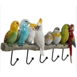 Kare Exotic Birds zidni čiviluk,čelik/polismola, 24x54x7cm