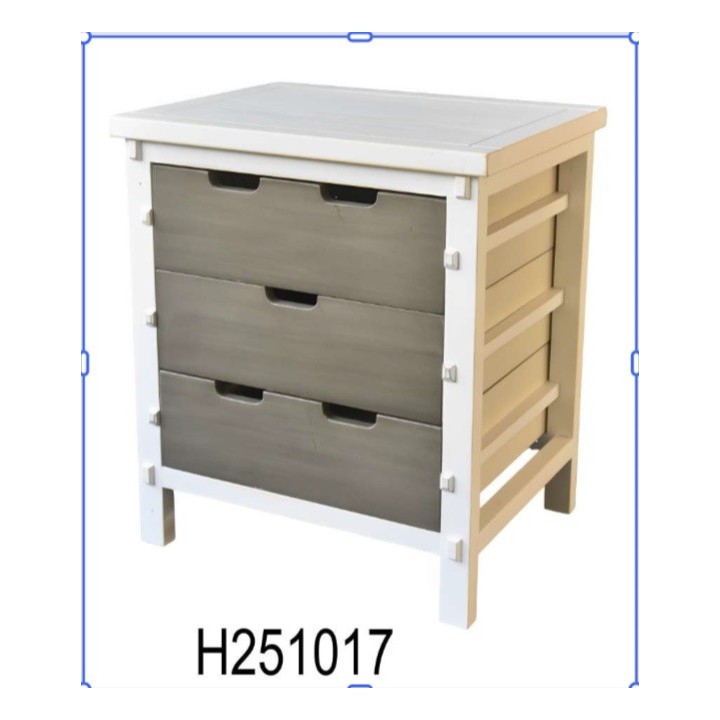 Noćni stočić sa 3 fioke 46x36x52.5 cm – Drveni noćni stočić siva