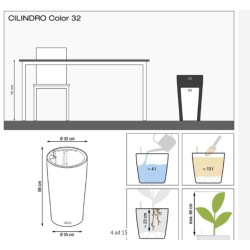 Lechuza CILINDRO Color 32 ALL-IN-ONE saksija, 32x56cm