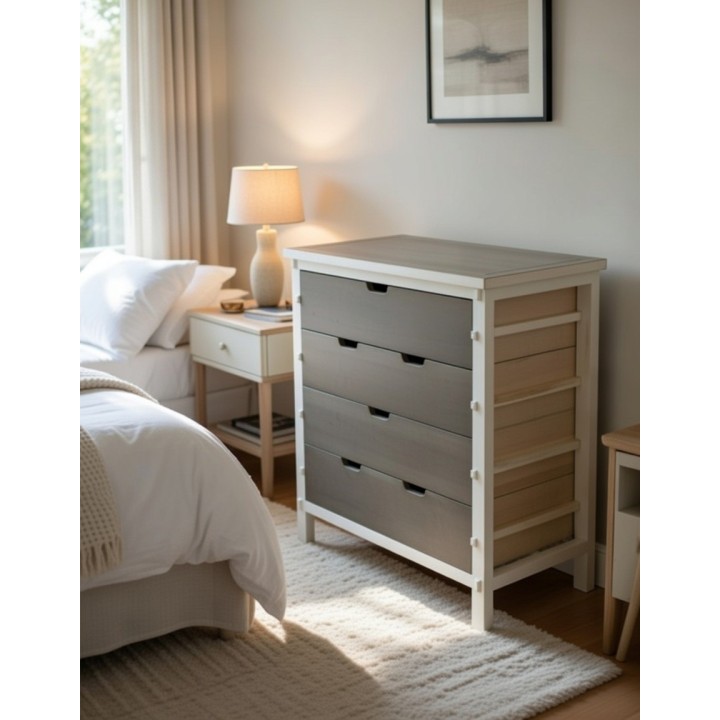 Komoda sa 4 fioke, drvo malezijske toploe/MDF, moderan dizajn, 66 x 36 x 73 cm