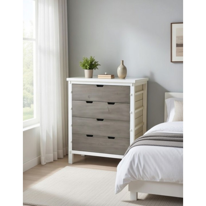 Komoda sa 4 fioke, drvo malezijske toploe/MDF, moderan dizajn, 66 x 36 x 73 cm