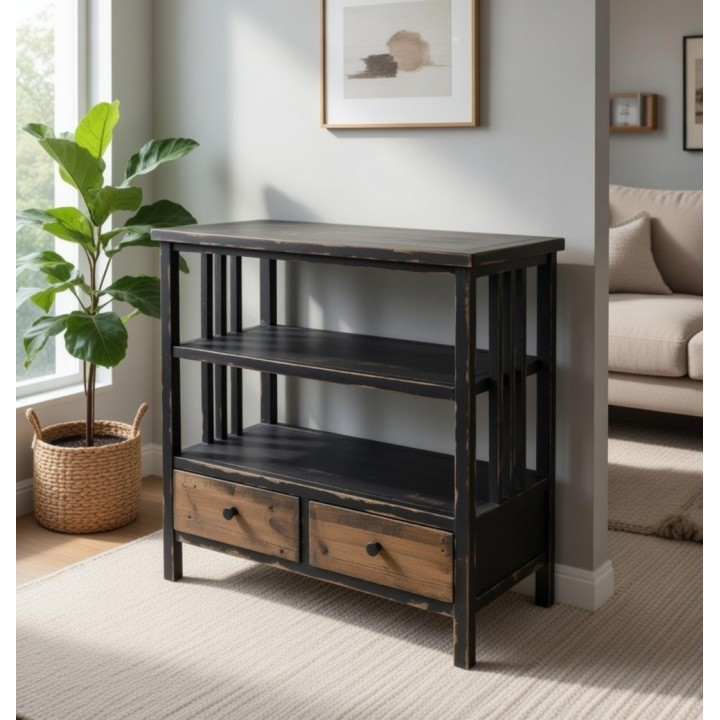 Rustična komoda sa policama 79x36x75.5 cm – Drvena komoda sa fiokama