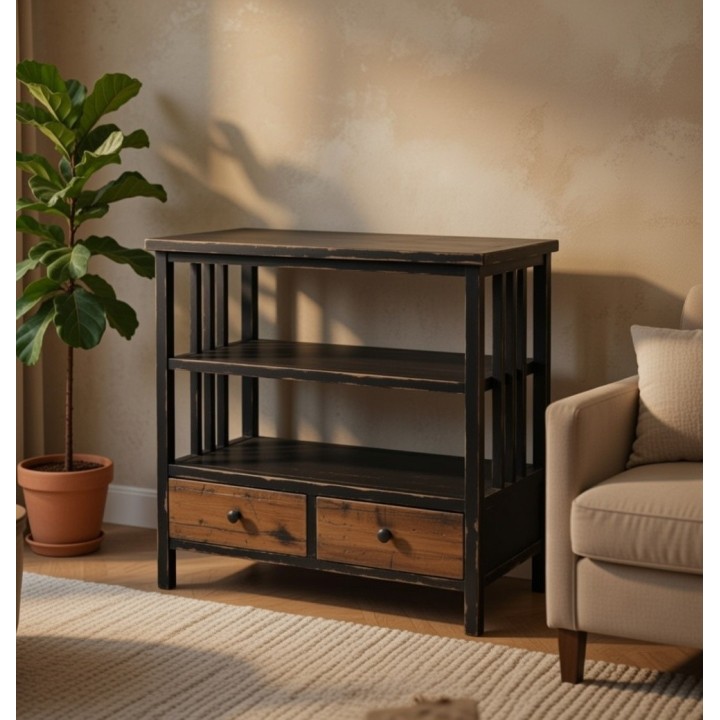 Rustična komoda sa policama 79x36x75.5 cm – Drvena komoda sa fiokama