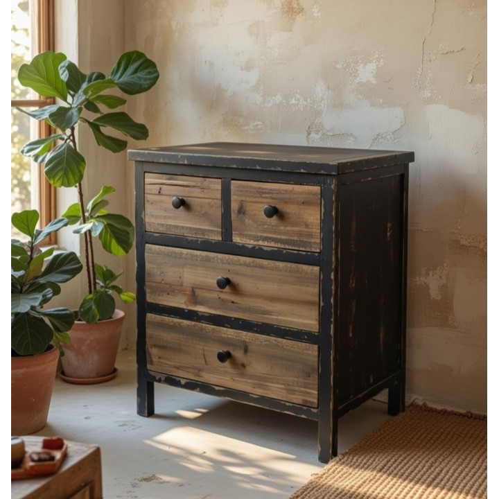 Rustična komoda sa 4 fioke 50.5x36x59.5 cm – Drvena vintage komoda