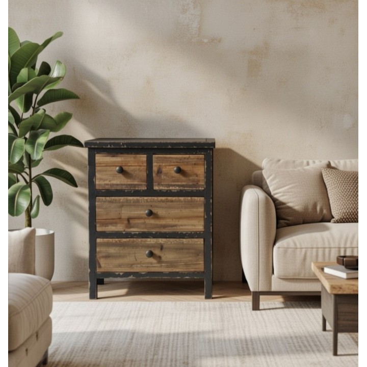 Rustična komoda sa 4 fioke 50.5x36x59.5 cm – Drvena vintage komoda