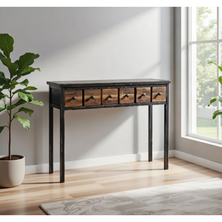 Rustični radni stočić sa 3 fioke 102x36x76.5 cm – Drveni bočni -konzolni sto