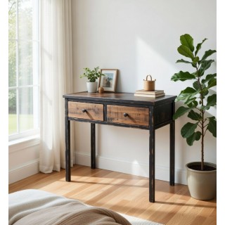 Rustični radni stočić sa 2 fioke 81x36x75 cm – Drveni bočni sto - konzola