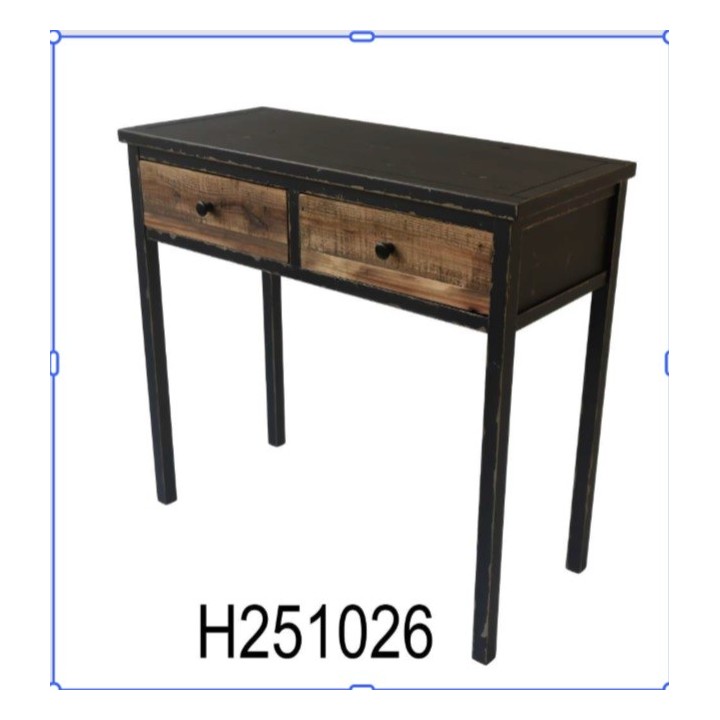 Rustični radni stočić sa 2 fioke 81x36x75 cm – Drveni bočni sto - konzola