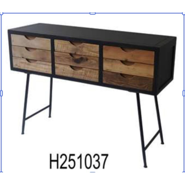 Moderna konzola/bočni sto sa 9 fioka 109x36x79 cm – Drvo i metal
