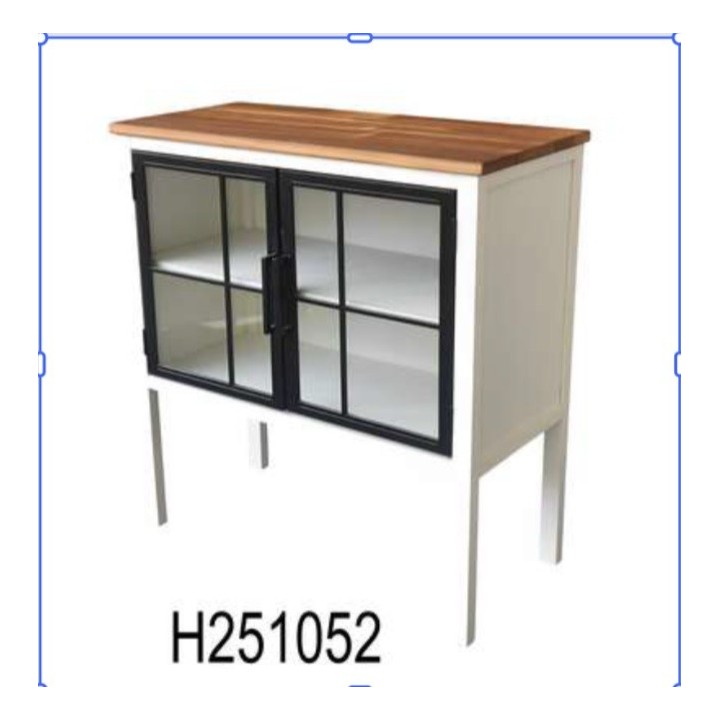 Komoda sa staklenim vratima 78x36x82.5 cm – Drvo, staklo i metal