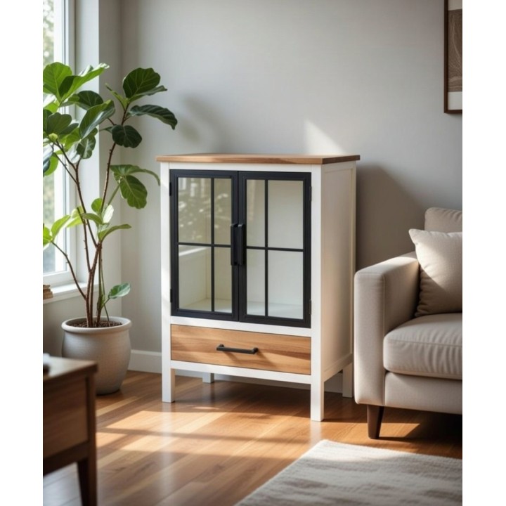 Vitrina sa staklenim vratima 62x36x86.5 cm – Drvo, staklo i metal