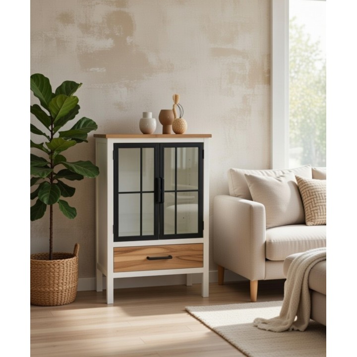 Vitrina sa staklenim vratima 62x36x86.5 cm – Drvo, staklo i metal