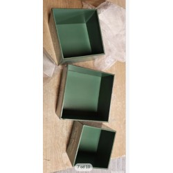 Set od 3 unutrašnje metalne saksije, zelena