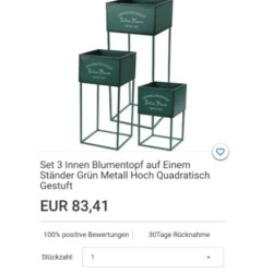 Set od 3 unutrašnje metalne saksije, zelena