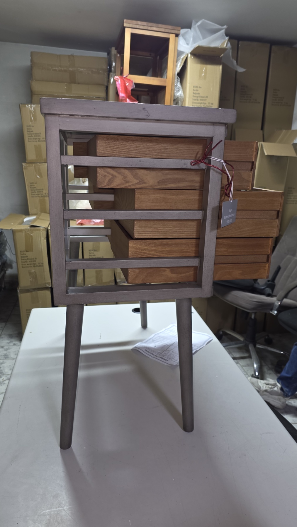 Komoda sa 6 fioka u mid-century stilu – puno drvo/MDF, 81x36x79 cm - Слика 11