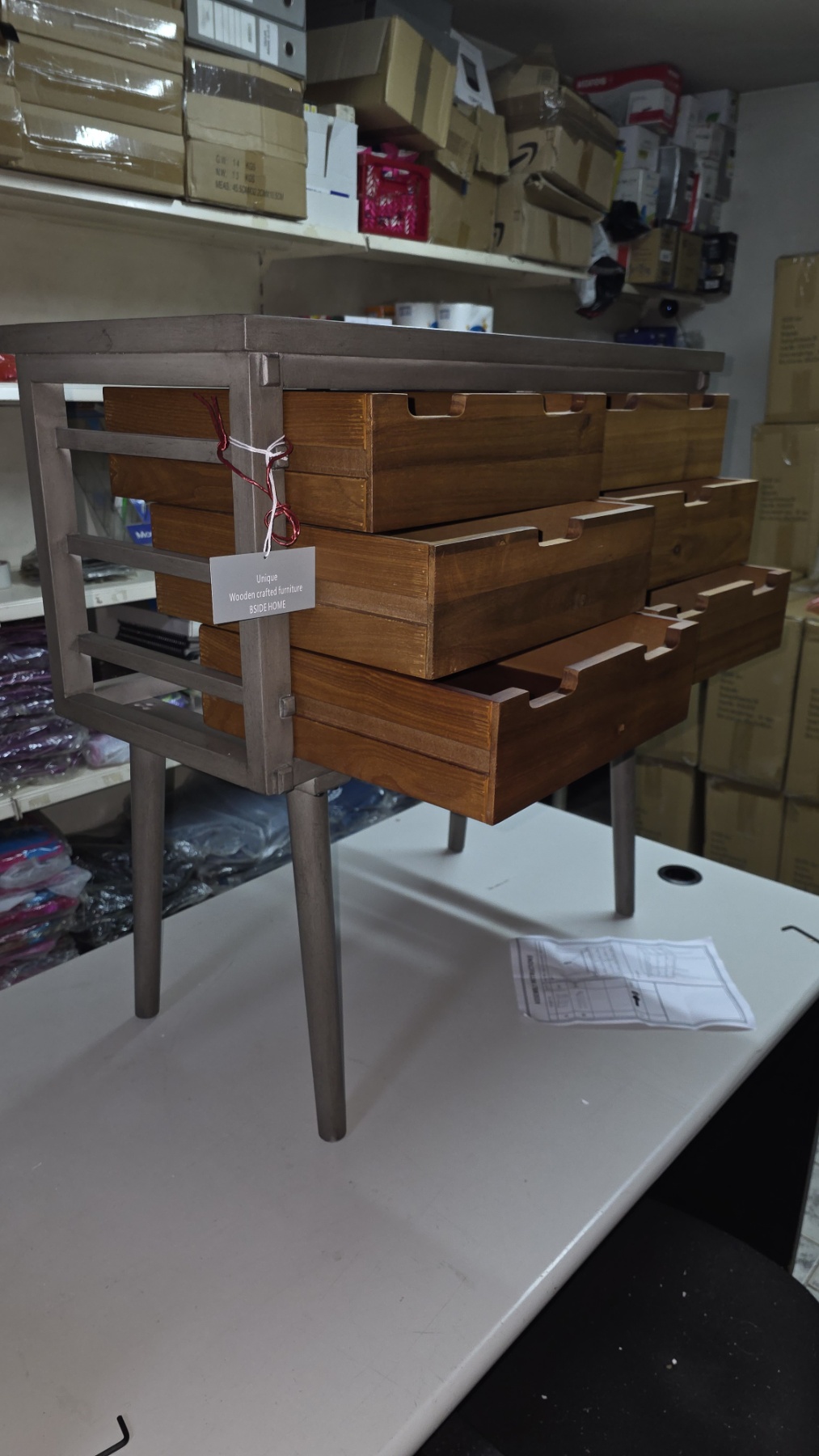 Komoda sa 6 fioka u mid-century stilu – puno drvo/MDF, 81x36x79 cm - Слика 13