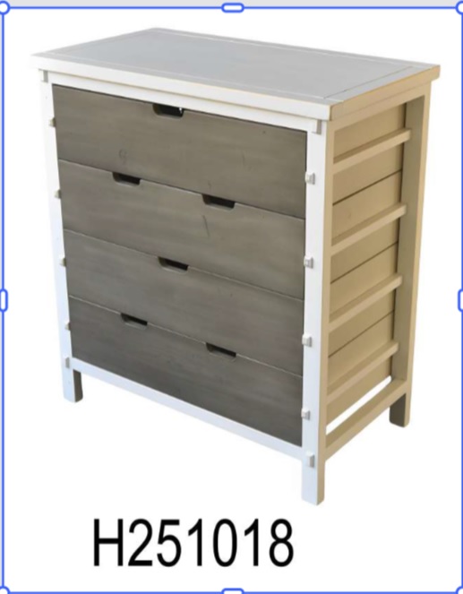 Komoda sa 4 fioke – puno drvo/MDF, bela konstrukcija, 66x36x73 cm - Слика 4