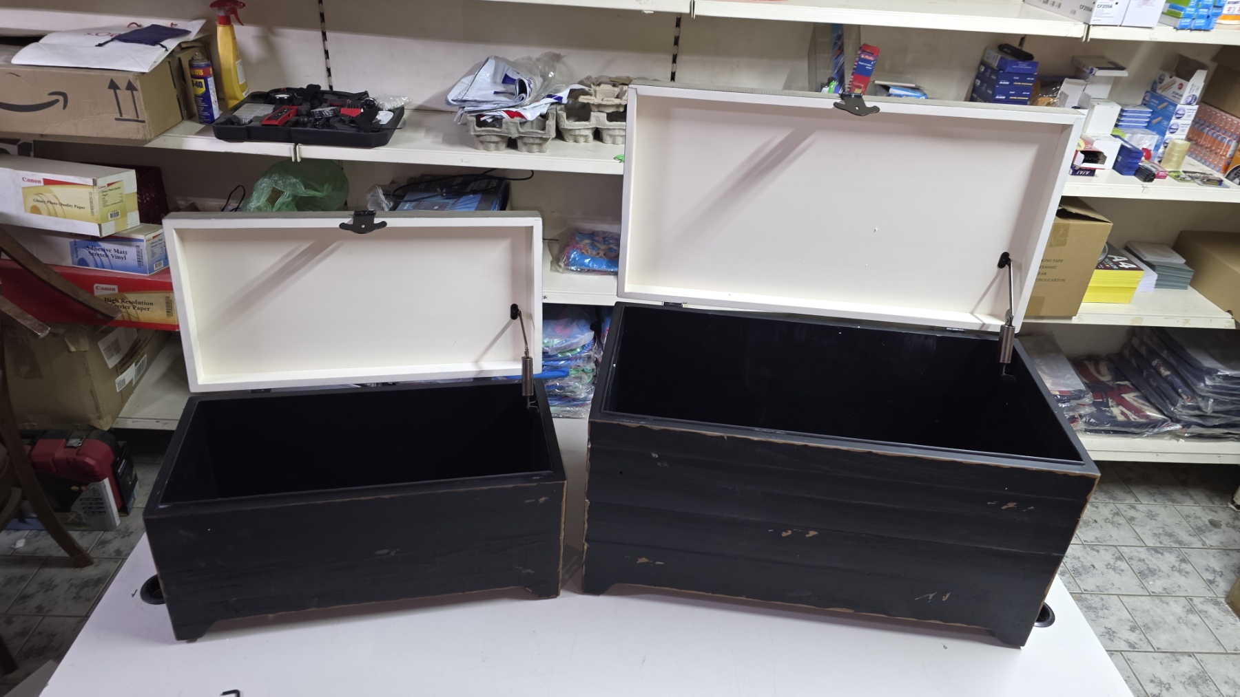 Set od 2 drvene škrinje za odlaganje – puno drvo jele/MDF, rustični stil - Слика 18