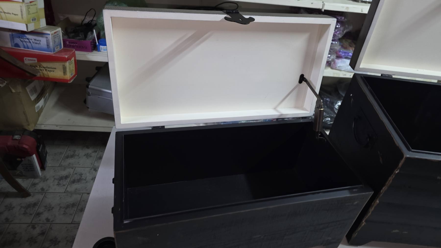 Set od 2 drvene škrinje za odlaganje – puno drvo jele/MDF, rustični stil - Слика 20