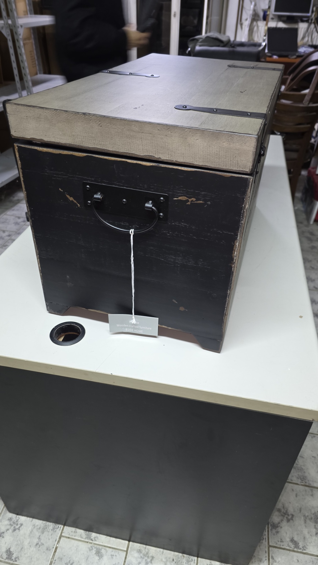 Set od 2 drvene škrinje za odlaganje – puno drvo jele/MDF, rustični stil - Слика 24