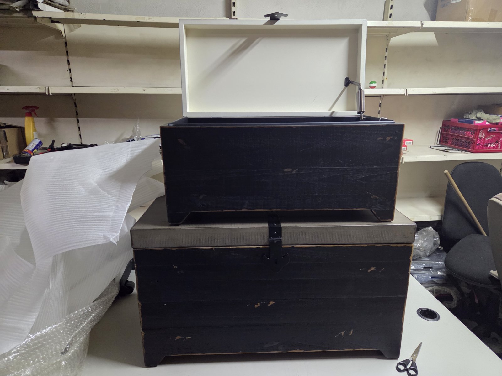 Set od 2 drvene škrinje za odlaganje – puno drvo jele/MDF, rustični stil - Слика 37